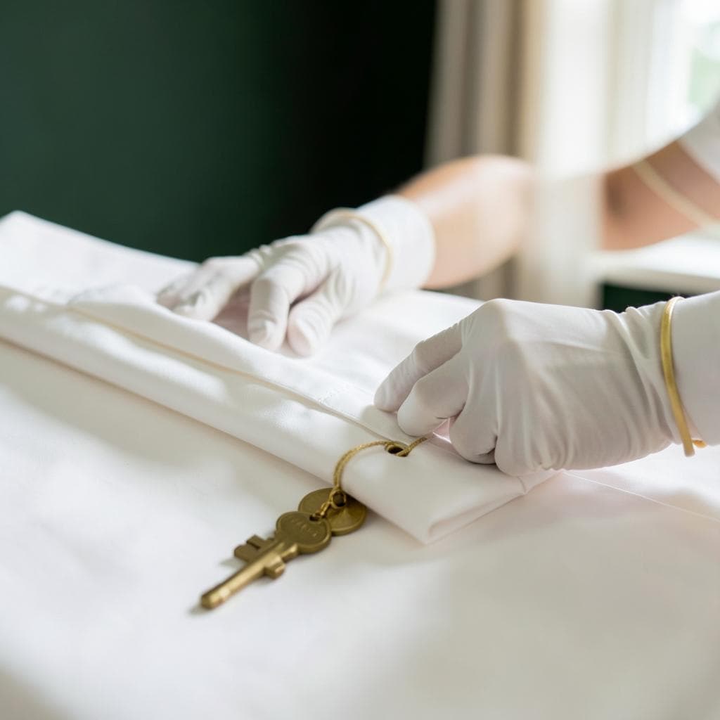 A Meridian housekeeper preparing hotel-grade bed linen